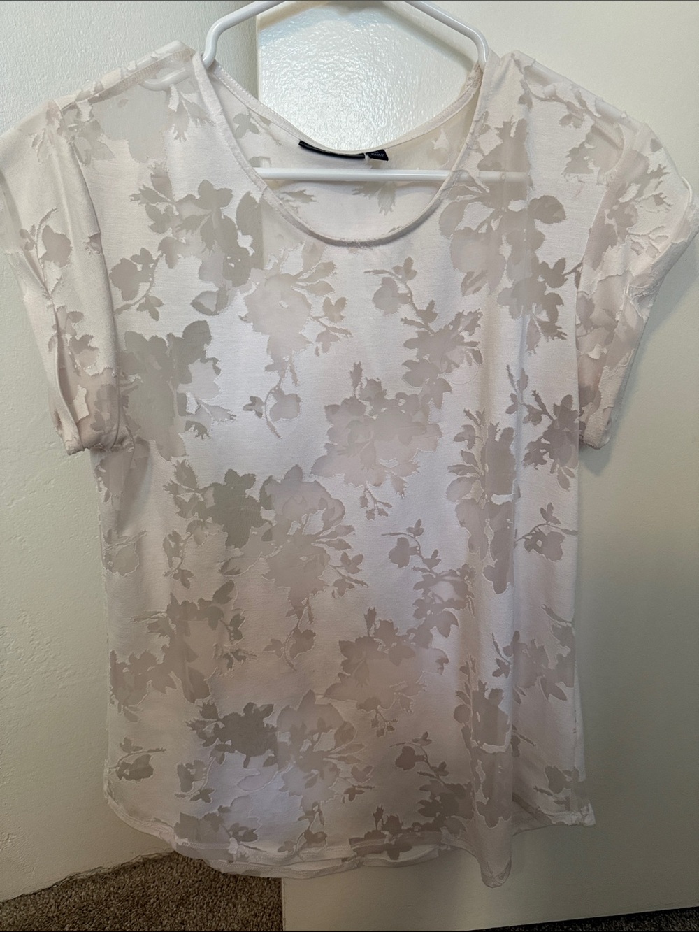 Apt. 9 Light Pink Floral Sheer Short Sleeve Tee